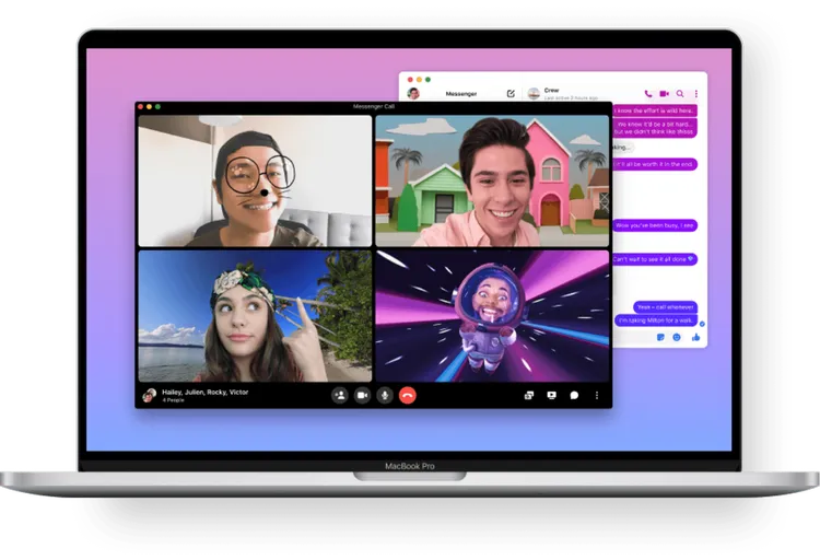 Messenger Desktop presenter layout with green-screen